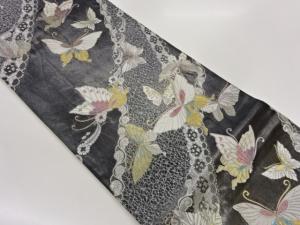 蝶に花・レース模様織り出し袋帯